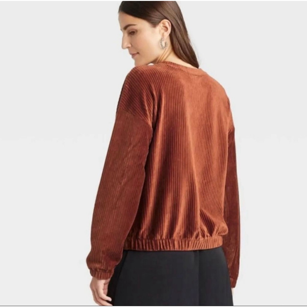Women's A New Day Rust Corduroy Sweatshirt M - Picture 2 of 7